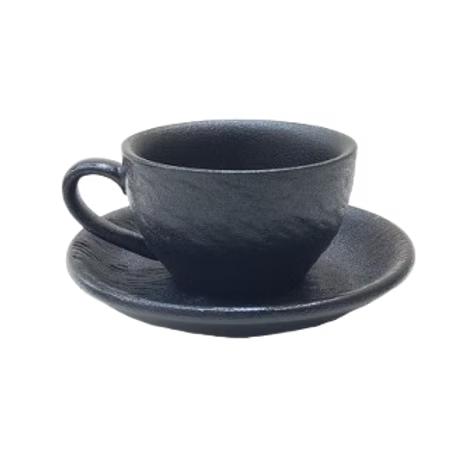 Caffeinection - Ceramic Coffee Cup + Saucer | 200ml | Black